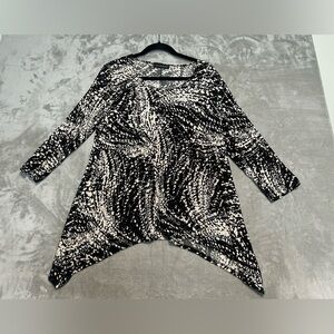 Travel Elements 3/4 Sleeve Blouse Top Women’s Large Artsy Art To Wear